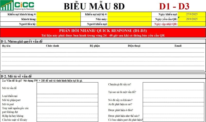 khóa học báo cáo 8D