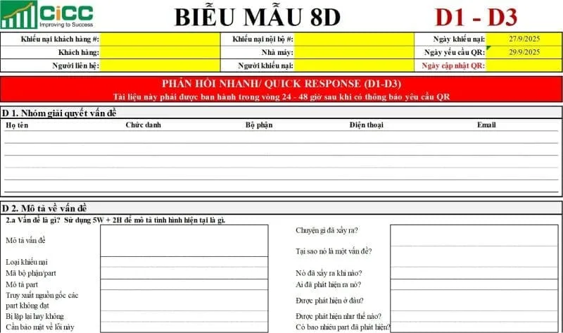 khóa học báo cáo 8D