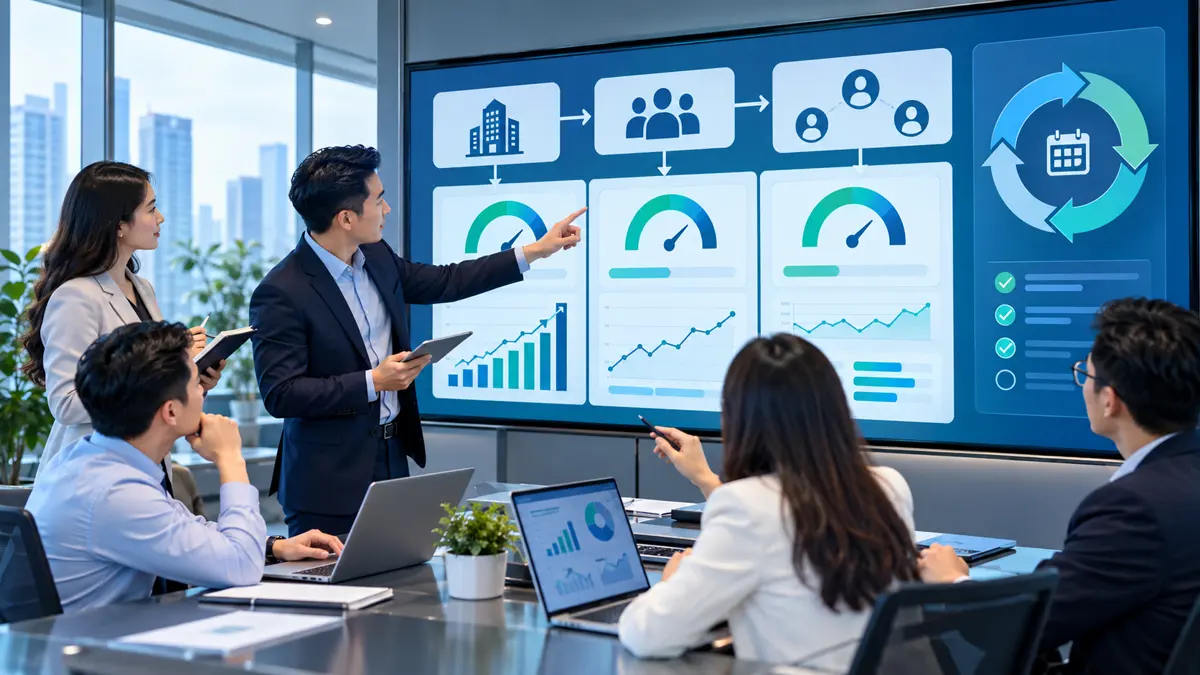 Nhóm quản lý phân rã KPI từ cấp công ty xuống phòng ban và cá nhân