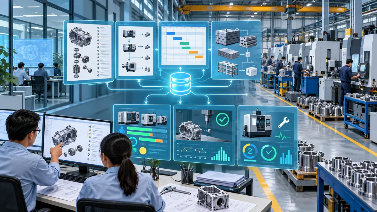 Hệ thống ERP cơ khí kết nối BOM routing MRP shop floor chất lượng và bảo trì