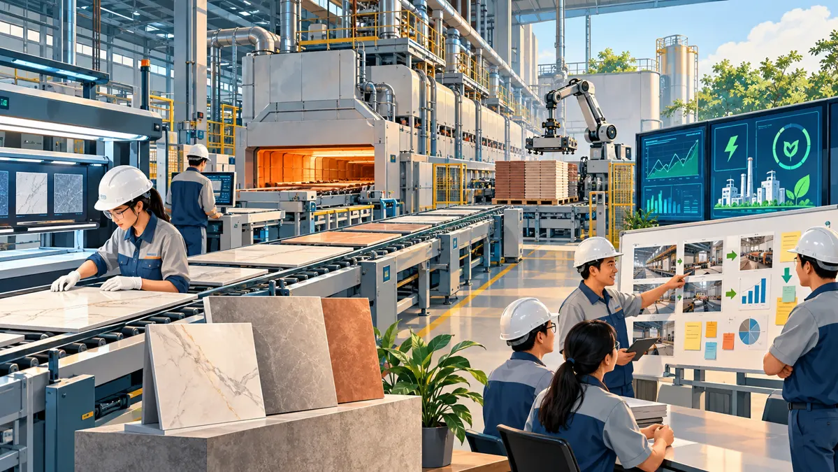 Nhà máy gạch men phân tích Lean Manufacturing chất lượng và hiệu quả năng lượng