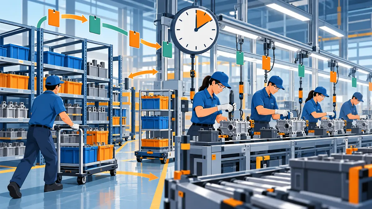 Hệ thống JIT với Kanban và dòng chảy kéo trong nhà máy sản xuất