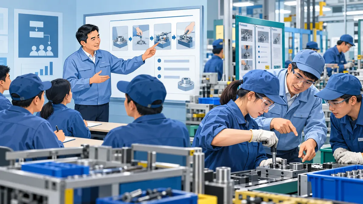 Lớp học TWI thực tế kết hợp đào tạo trong phòng và hướng dẫn tại chuyền sản xuất