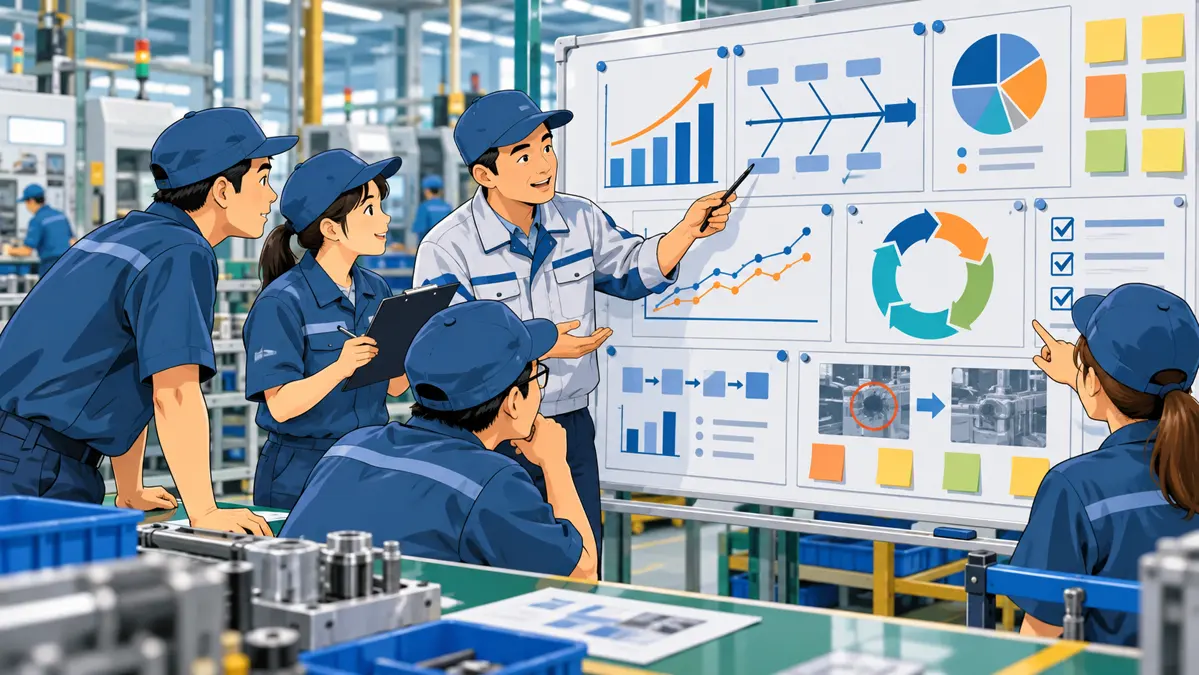 Nhóm QCC cải tiến hiện trường phân tích vấn đề bằng biểu đồ và Kaizen