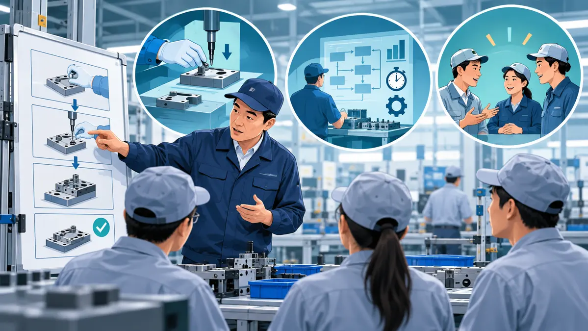 Giảng viên TWI hướng dẫn công việc chuẩn cho nhóm vận hành tại nhà máy
